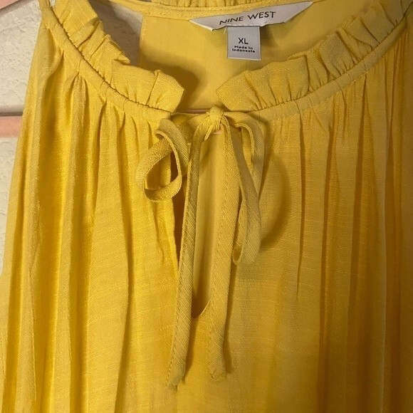 new Nine West long maxi boho yellow tie front tank halter peasant XL boho city - Picture 11 of 16